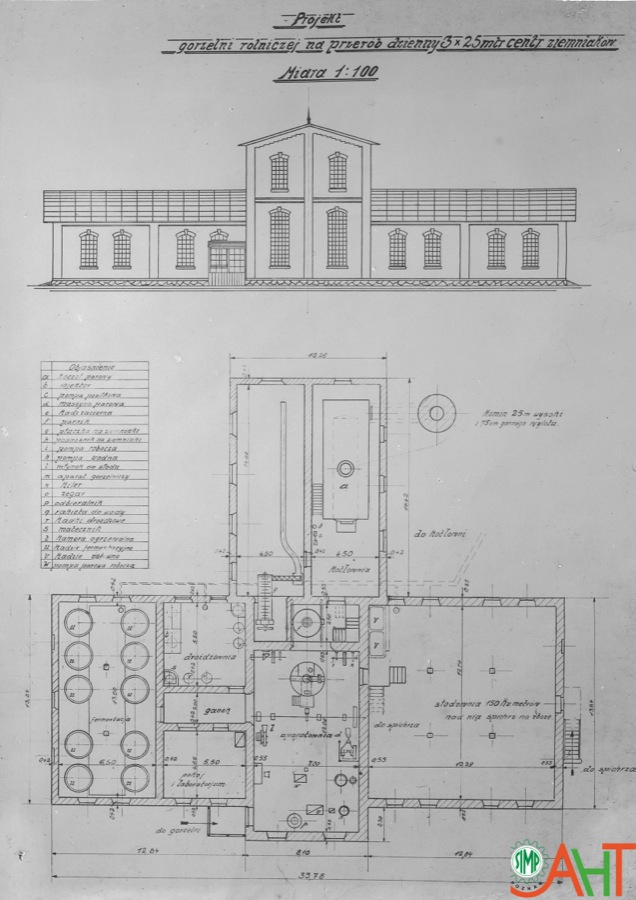 330501 Projekt gorzelni Nota: Rys. opisy, schematy Opis: Rysunek przedstawia projekt gorzelni rolniczej na przerób dzienny3x25 mtr centr ziemniaków